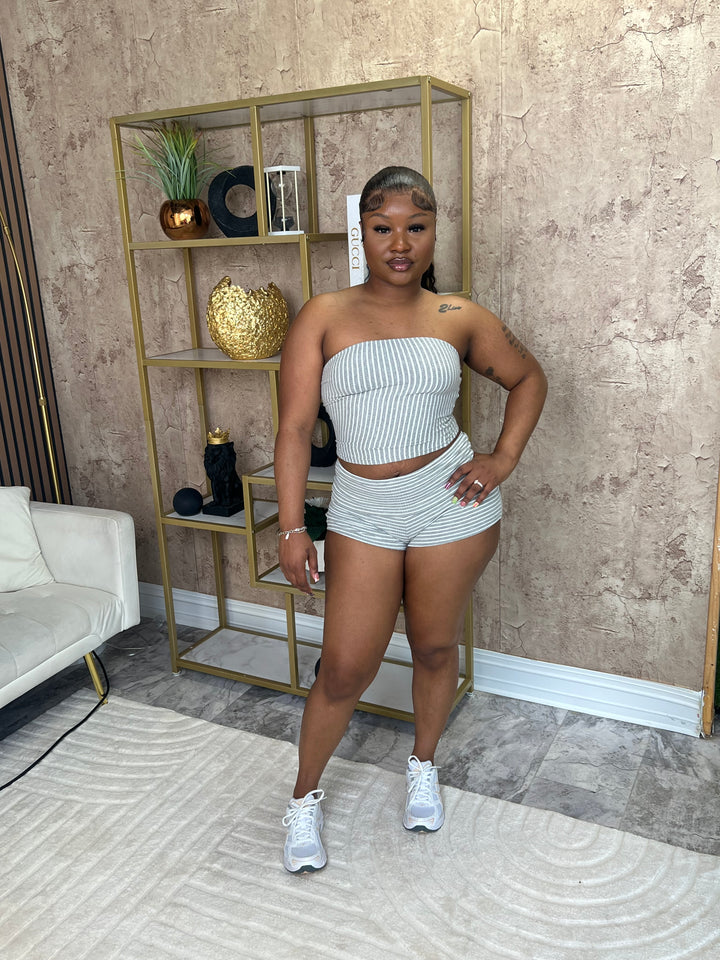 Grey Ribbed Set